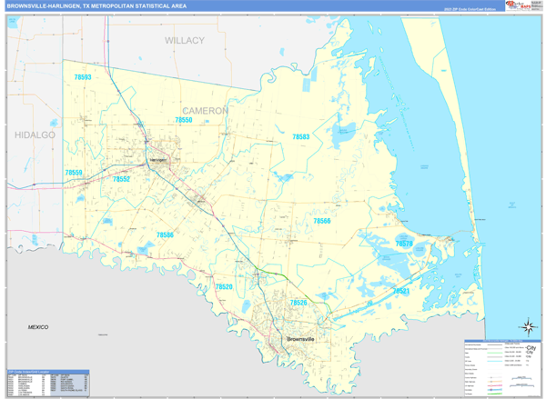Brownsville-Harlingen, TX Metro Area Zip Code Map